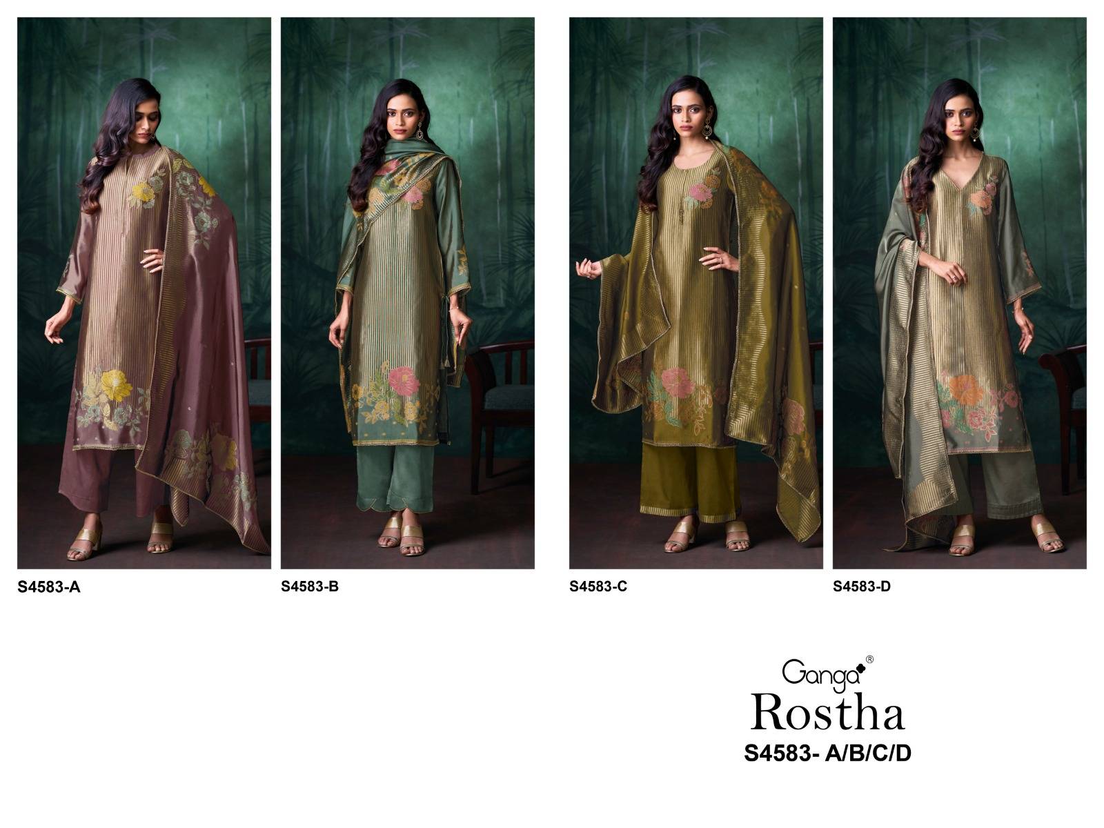 ROSTHA 4583 Series By GANGA FASHION Stylish Beautiful Colourful Silk Dresses At Wholesale Price